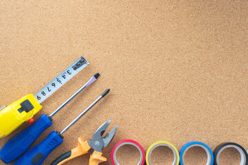 Men's work. The repair tools are on the table. The concept of housework, workshop.