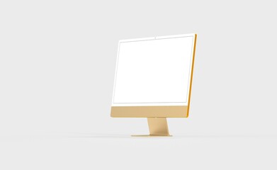 Computer display mock up with blank white screen. Stylish desktop computer mockup. new in 3d