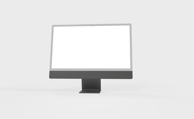 Realistic 3D new display imac Computer, with a white screen, isolated on a background