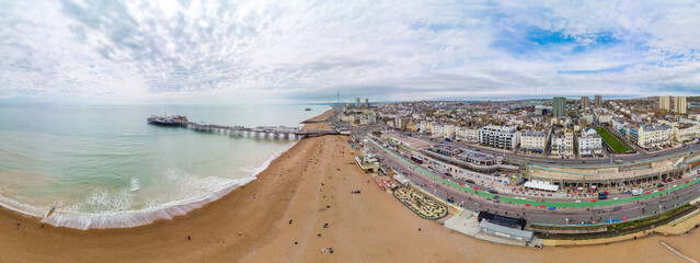 Brighton Pier, UK - Aerial panoramic view