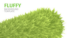 Grass Abstract Eco Background, Green Fluffy, Furry Texture For Brochures, Web Design, Vector Illustration