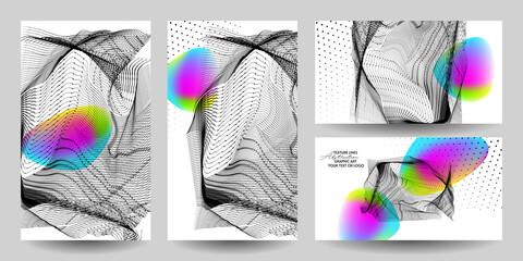 Wall Mural - Set of artistic minimal universal card templates abstract hand drawn design for poster, card, invitation trendy textures. Vector isolated