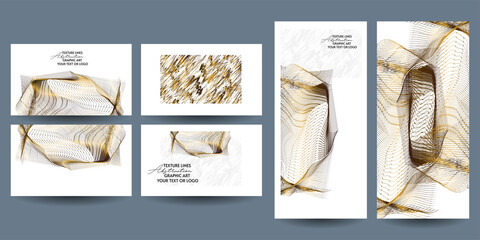 Wall Mural - Set of artistic minimal universal card templates abstract hand drawn design for poster, card, invitation trendy textures. Vector isolated
