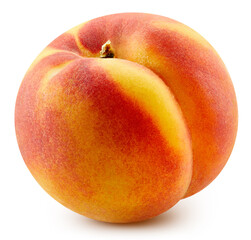 Organic peach isolated on white background. Peach on white background. Peach with clipping path