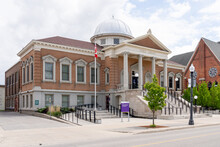 

Brantford, On, Canada - May 8, 2021: Carnegie Library Building In Brantford, On, Canada. Carnegie Building Was Designed In The Beaux Arts Style And Was Constructed Between 1902 And 1904.
