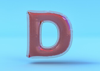 Wall Mural - Capital letter D. Uppercase. Transparent balloon font. 3D illustration