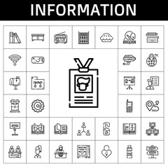 Canvas Print - information icon set. line icon style. information related icons such as cctv, padlock, pie, network, presentation, user list, signs, library, open book, pendrive, ar glasses