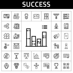 Sticker - success icon set. line icon style. success related icons such as door, certificate, dice, vertical, skills, startup, ace of hearts, bar chart, medal, unicycle, share, diploma