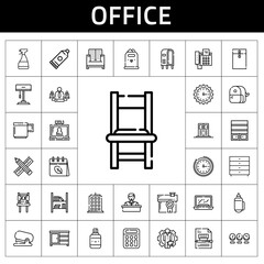 Canvas Print - office icon set. line icon style. office related icons such as glue, wall clock, correction fluid, employee, laptop, house, locker, building, sharpener, window cleaner, letterbox