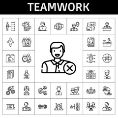 Wall Mural - teamwork icon set. line icon style. teamwork related icons such as settings, workflow, team, employee, analysis, people, newtons cradle, skills, clerk, help, teamwork, add user