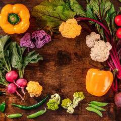 Wall Mural - Healthy diet square banner with many fresh vegetables