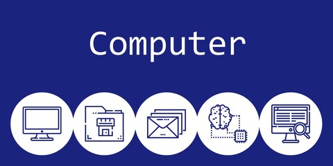 Sticker - computer background concept with computer icons. Icons related computer, folder, email, artificial intelligence