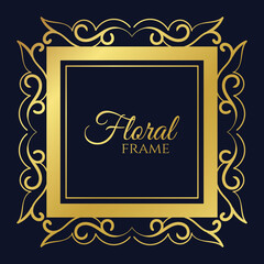 Poster - Ornamental golden decorative floral frame background. - Vector.