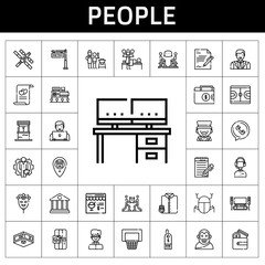 Wall Mural - people icon set. line icon style. people related icons such as father and son, customer service, discussion, employee, supermarket, online shop, basketball, bank, marriage