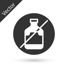 Poster - Grey No alcohol icon isolated on white background. Prohibiting alcohol beverages. Forbidden symbol with beer bottle glass. Vector