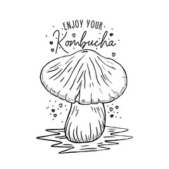 t shirt design black white hand drawn illustration mushroom