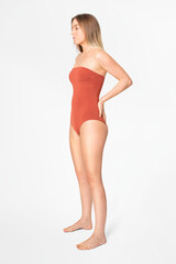 Sticker - Strapless orange swimsuit women's summer apparel with design space full body