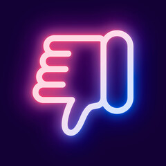 Canvas Print - Thumbs down dislike icon for social media app pink neon style