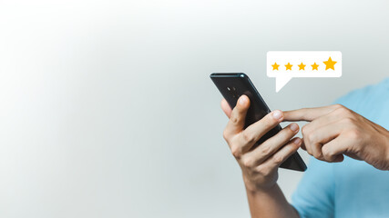 user give rating to service experience on online application, customer review satisfaction feedback 