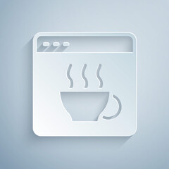 Paper cut Software, web developer programming code icon isolated on grey background. Javascript computer script random parts of program code. Paper art style. Vector