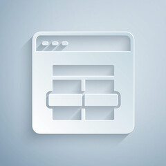 Paper cut MySQL code icon isolated on grey background. HTML Code symbol for your web site design. Paper art style. Vector