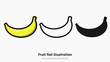 Banana vector icon set isolated on white background. Yellow banana fruit with peel, tropical fruit for monkey and healthy food. Cute juicy vegan object for sticker and logo. Banana vector set