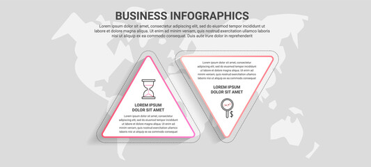 Vector infographics from triangles. 2 step timeline concept for chart, data, website, diagram, presentations and business.