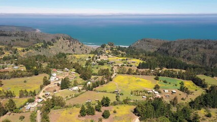 Wall Mural - amazing aerial view of central chilean coastline at puertecillo beach. a rugged landscape from the g
