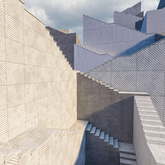 Wall Mural - abstract structure concrete stairs modern 3d render background