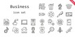 © NinjaStudio - business icon set. line icon style. business related icons such as settings, wifi, smartphone, pilot, modeling, piggy bank, contract, time is money, degree, laptop, house