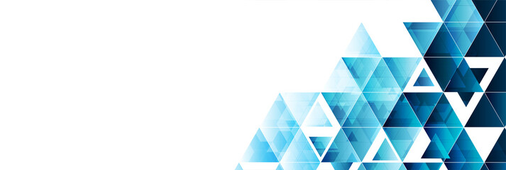 Wall Mural - Blue glossy triangles abstract technology background. Geometric vector design