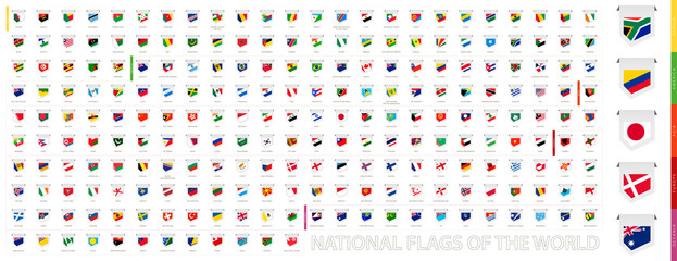 Wall Mural - National flags of the World, label flag collection.