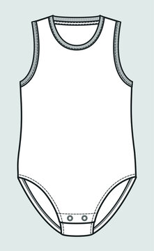 Swimsuit technical drawing. Swimsuit fashion flat sketch.