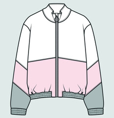 Canvas Print - Zipper Sweatshirt Design Template Vector. Sweatshirt fashion flat sketch