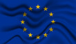 © Akshay - Abstract waving flag of European Union with curved fabric background. Creative realistic waving flag of European Union vector background