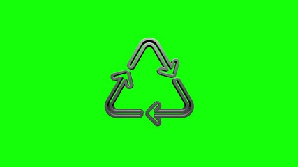 Wall Mural - Recycle 3D silver Icon. Save The Planet. Animation with Rotating. Motion graphics.