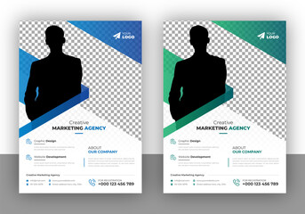 Poster - Corporate business flyer design template with colorful gradient and vector graphic element, brochure and magazine cover template in geometric shape and poster layout, company profile proposal design