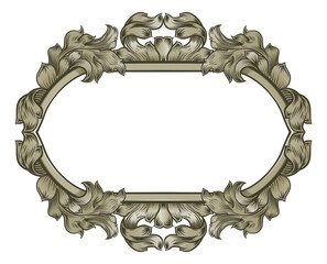 Sticker - Vintage Scroll Filigree Woodcut Frame Drawing