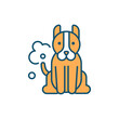 Pet dander RGB color icon. Tiny skin particles, fur from dogs. Allergens in animals skin cells. Harm to respiratory system. Allergic reaction, aggravate asthma trigger. Isolated vector illustration