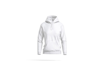 Blank white women sport hoodie mockup, front view