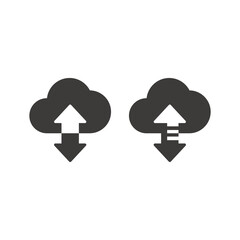 Canvas Print - Cloud upload and download black vector icon. Web data storage symbol with arrow.