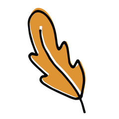 Wall Mural - Single hand drawn Oak Leaf for autumn decoration. Doodle vector illustration. Isolated on white background
