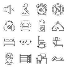 Summer Quiet Spaces Icons Set, Outline Style