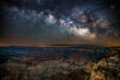 The center of the Milky Way rising over the Grand Canyon in Arizona.