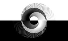 Black And White Lines Abstract Background. Yin And Yang Symbol. Day And Night Concept.