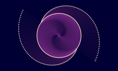 Aufkleber - Purple abstract background with lines and circles. Audio form or technology concept.