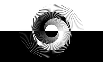 Black and white lines abstract background. Yin and yang symbol. Day and night concept.