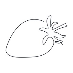 Wall Mural - Continuous single line drawing of a strawberry. Fruit drawn with one line. Drawing whole object single line. Abstract, minimalistic style. Vector illustration isolated background.