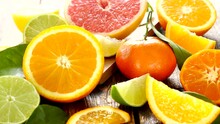Assorted Of Citrus Fruit And Leaves