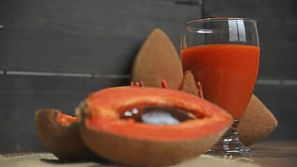 Pouteria sapota (sapote or mamey) organic, tropical fruit with nutritional properties, delicious flavor and beautiful color